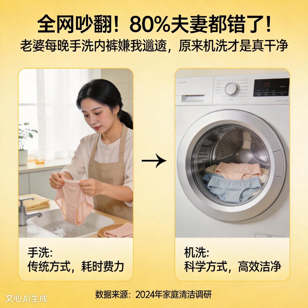 全网吵翻！80%夫妻都错了！老婆每晚手洗内裤嫌我邋遢，原来机洗才是真干净
 
真