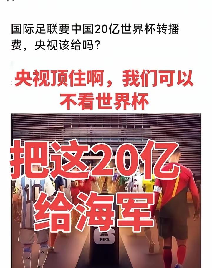 二十亿干点正事不挺好的吗，破世界杯有啥意思。是中国队踢进去了还是能夺冠？主要是别