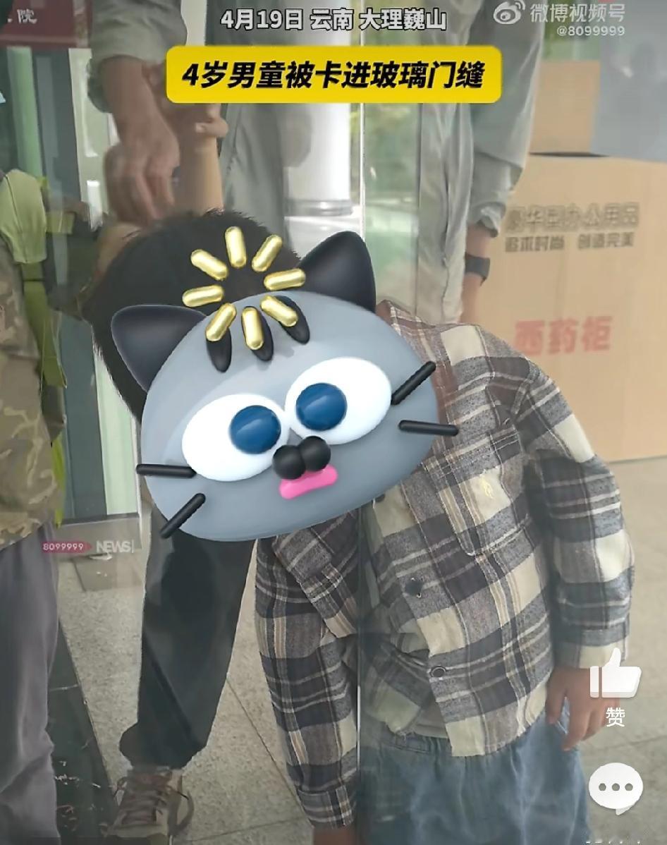 【大理4岁男童被卡玻璃门缝获救】
4月19日，在云南大理巍山县，巍山县消防救援大