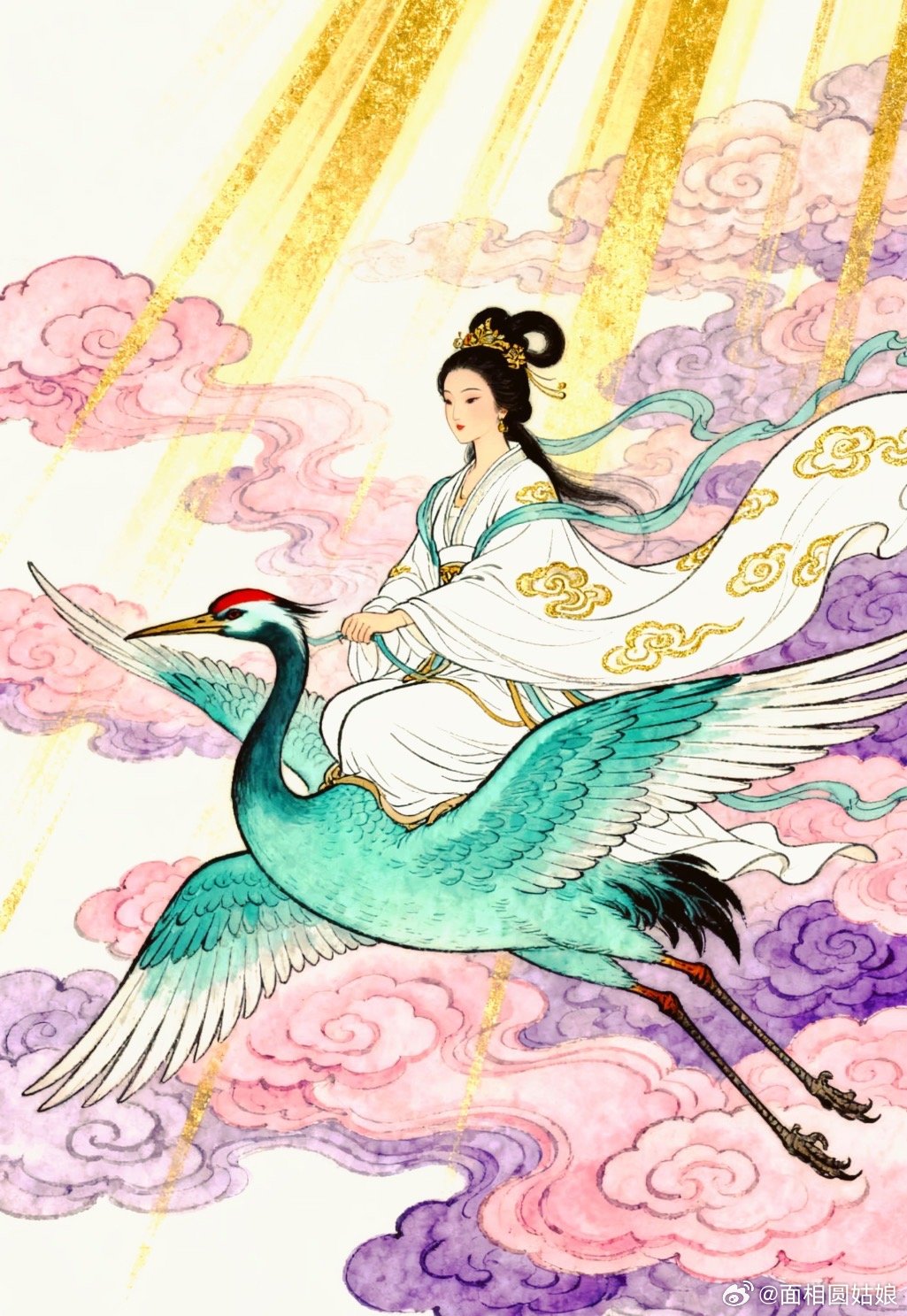 九天玄女骑鹤下降护佑每位父母晚年，身体安康，多福多寿，长命百岁！ ！！！ 