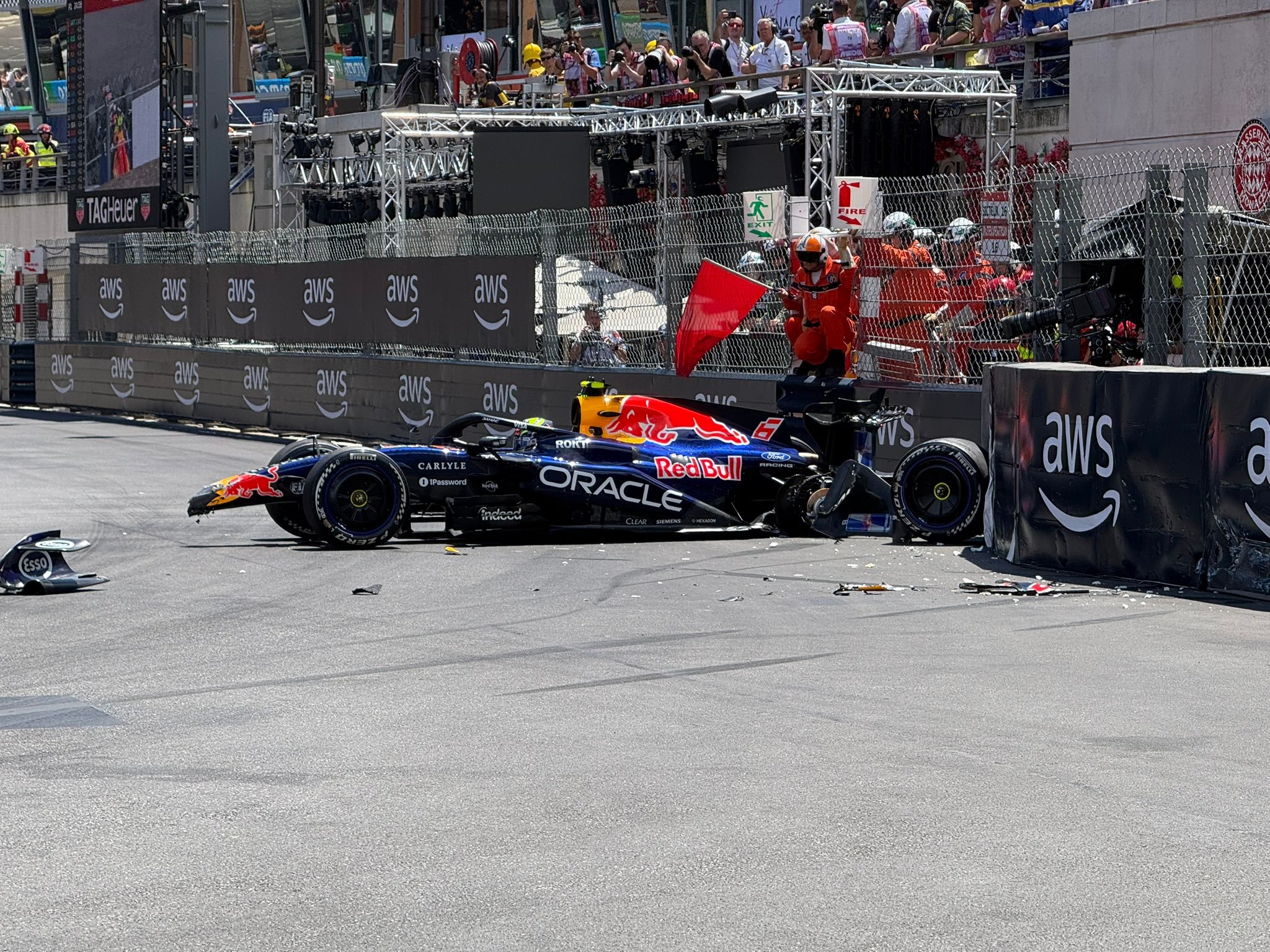 F12026f1摩纳哥大奖赛 哈贾尔撞毁的赛车