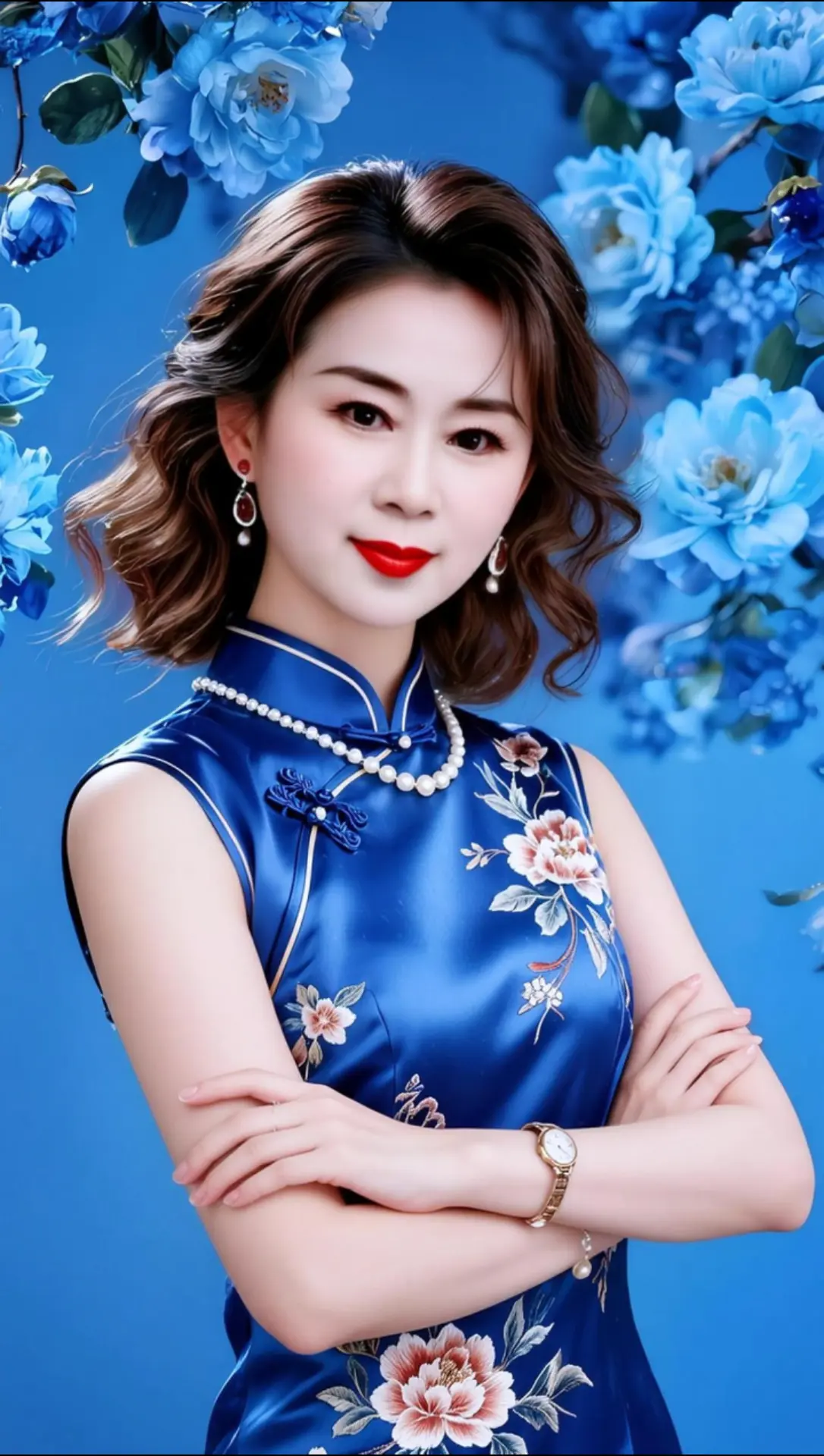 AI蓝调旗袍写真 随变ai随便玩
