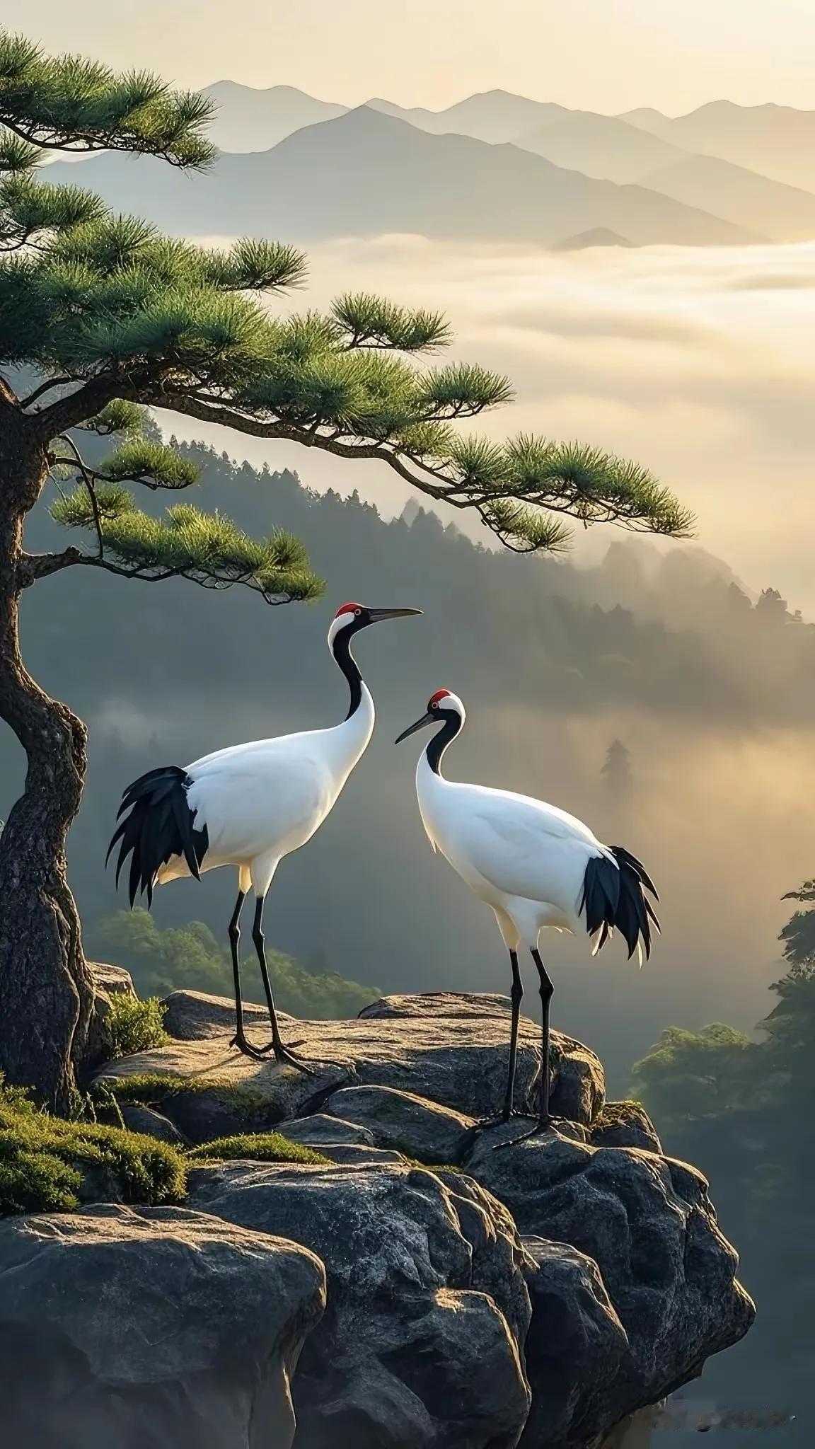 上联：鹤舞松间云作伴
下联：鹰击长空风为朋
这下联对得真妙，鹰击长空与鹤舞松间相