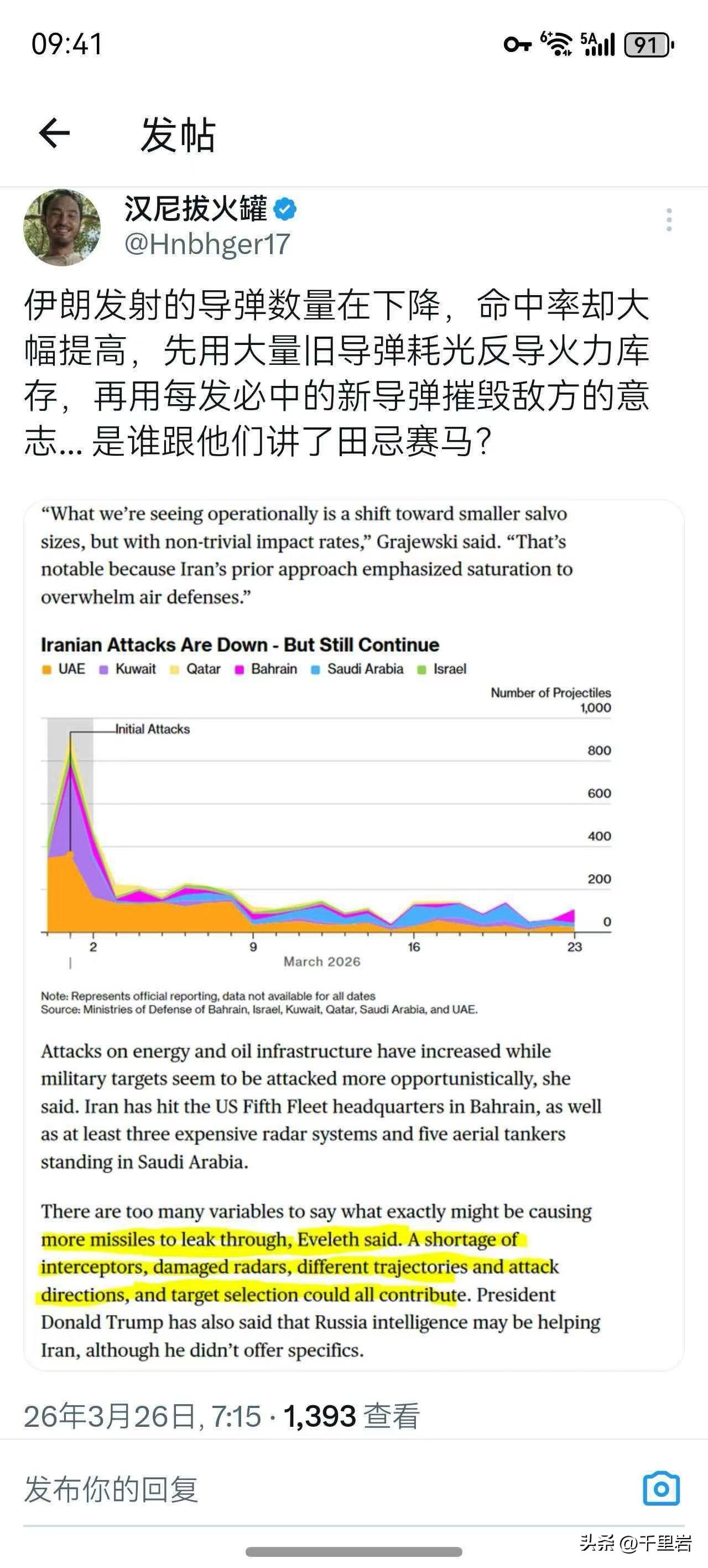 早晨还在说，胡塞参战的时候一定是伊朗感觉太难受的时候。现在胡塞就开始动手了。
不