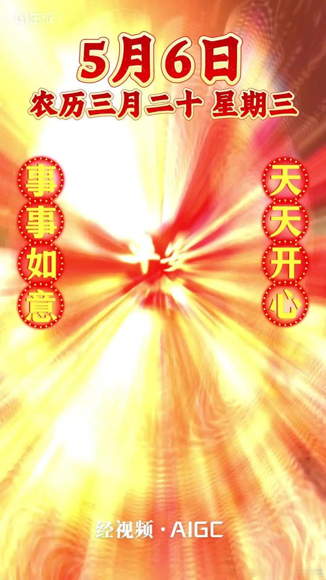 早安早上好，今天是5月6日，六六大顺的好日子，祝你生活顺风又顺水，天天都有好心情