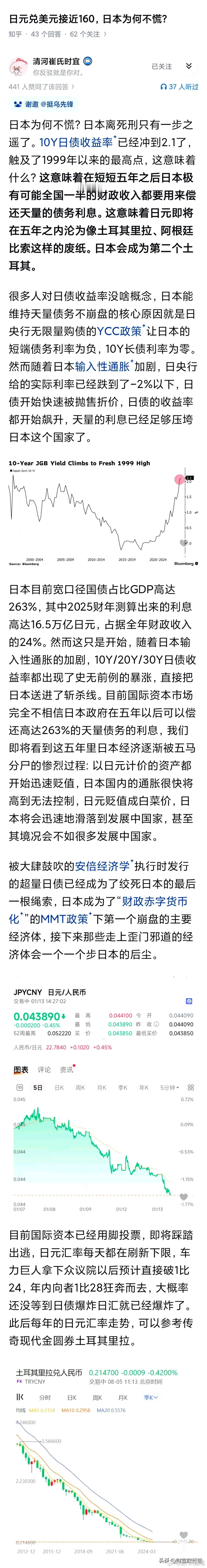 日本这个国家没有未来，因为日本国债占GDP的263%实在太恐怖了。网友雪亮军刀2