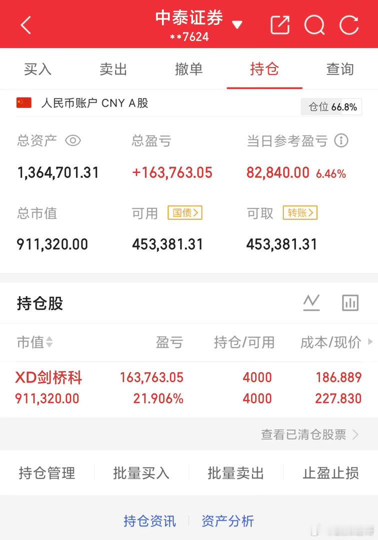 太猛了！上周五尾盘低吸剑桥，直接喜提二连板！就算今天XD除息也挡不住龙头的攻势，