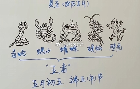 民间“端午节”传说衍生出了挂艾草、佩香囊、涂雄黄酒等驱五毒的民俗来防疫祛病、祈福