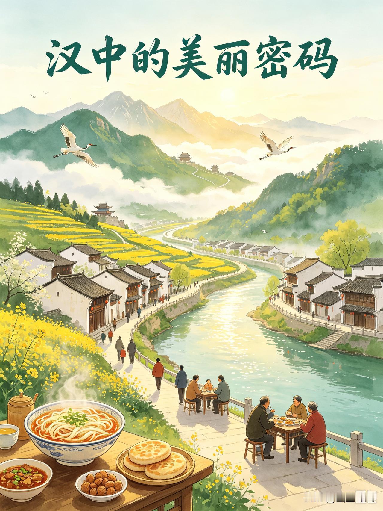 汉中的第一重密码，是山水。作为南北气候的过渡地带，这里林木葱郁，水汽丰盈。云海漫