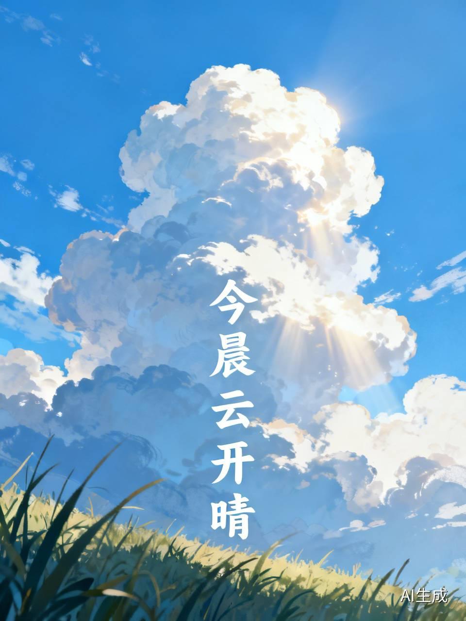 下联：今晨云开天晴。