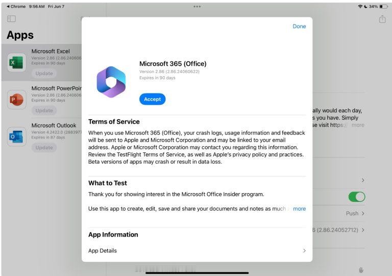 微软今天宣布 iOS TestFlight 已经开放 Microsoft 365