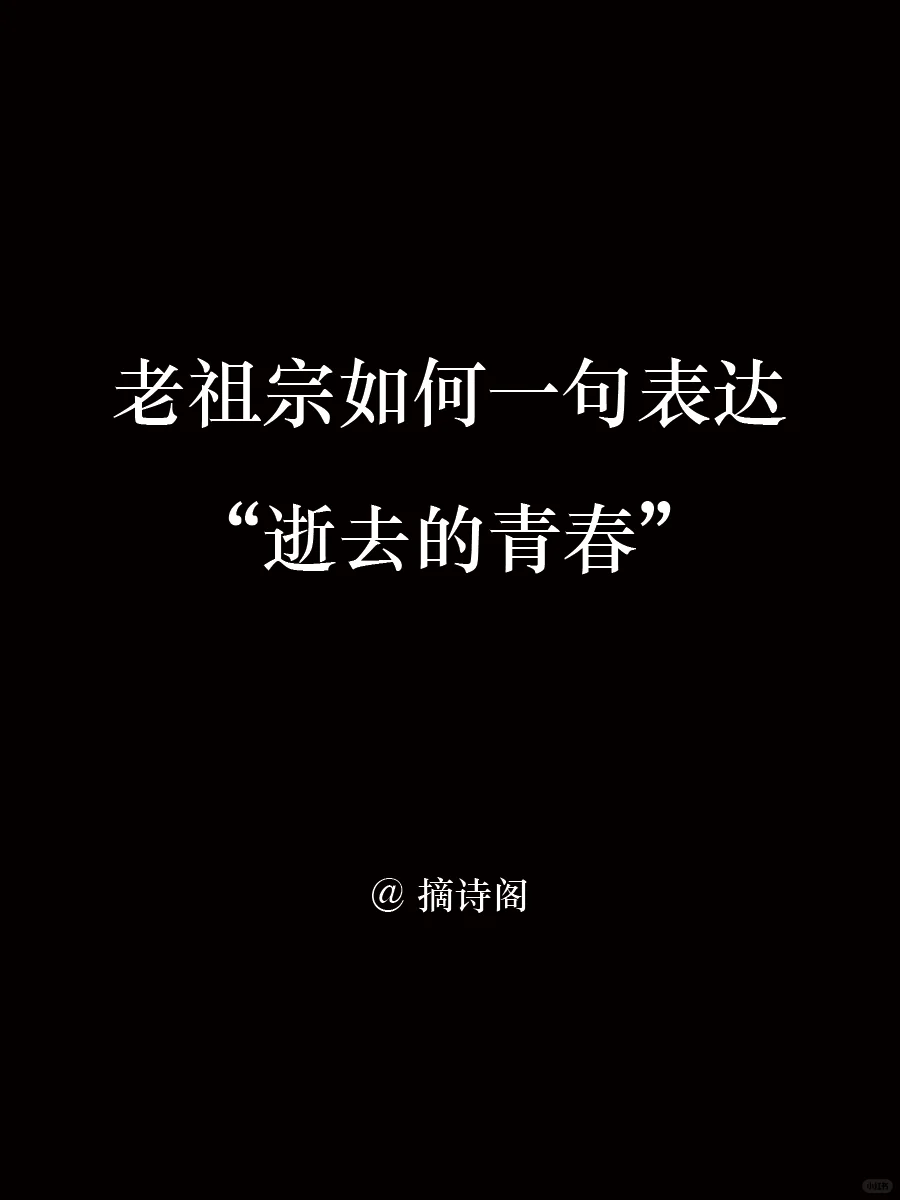 老祖宗如何一句表达逝去的青春
