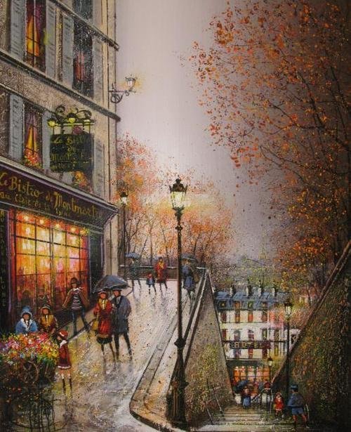 法国学院派画家之一Guy Dessapt (1938-)巴黎街景油画作品欣赏风景