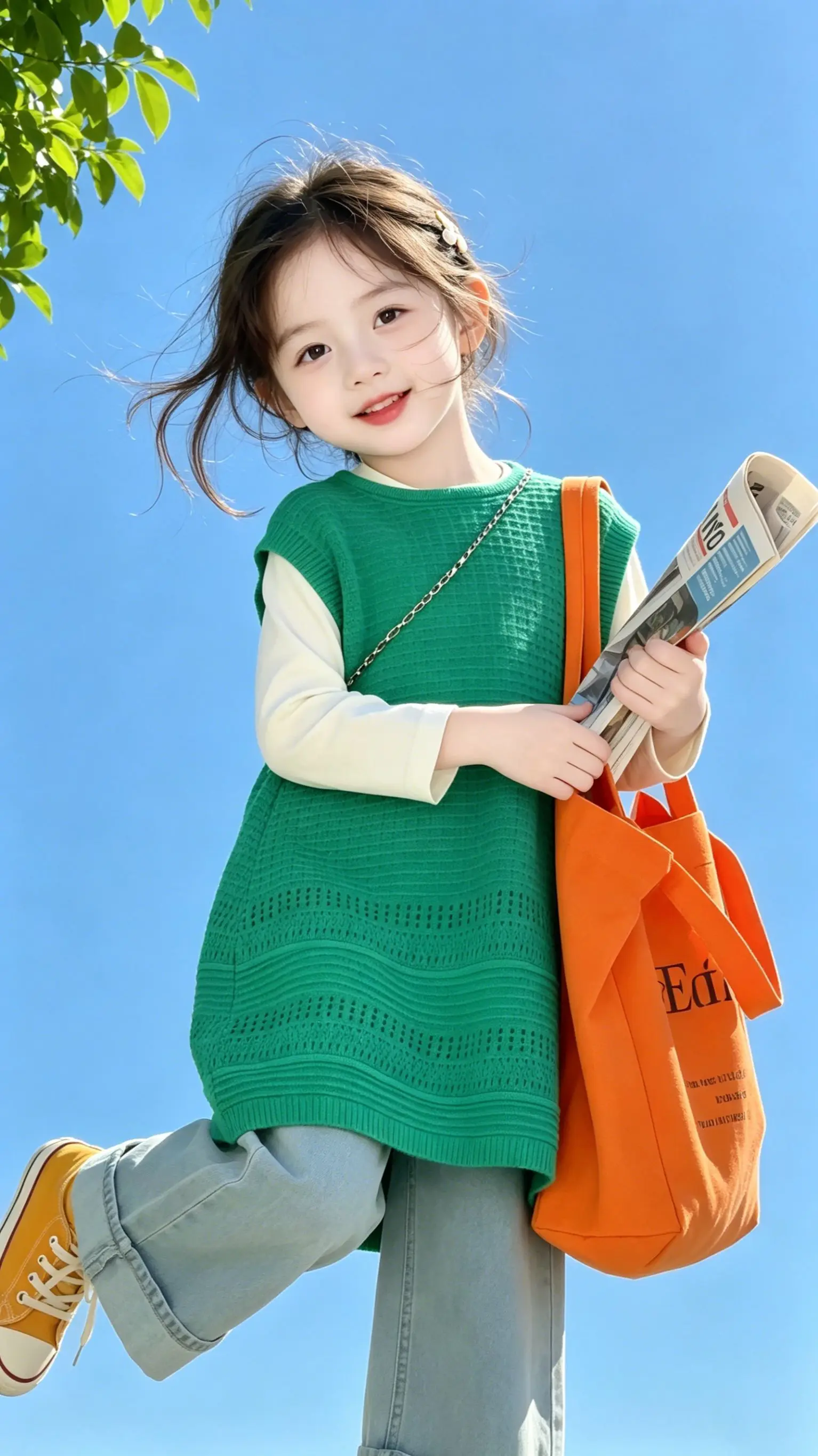 把春天穿在身上~女童韩系绿马甲套装，显白又好穿✨ 生女儿的快乐！这套清...