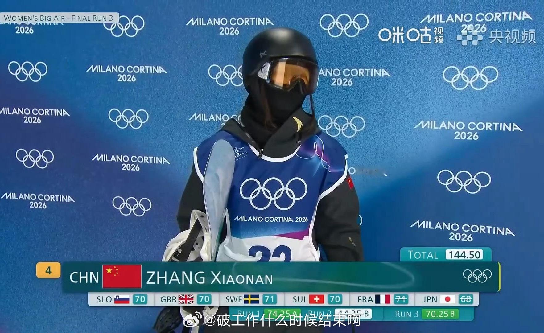 张小楠女子大跳台第五名📍『2026米兰冬奥会』单板滑雪女子大跳台决赛⛷️张小楠