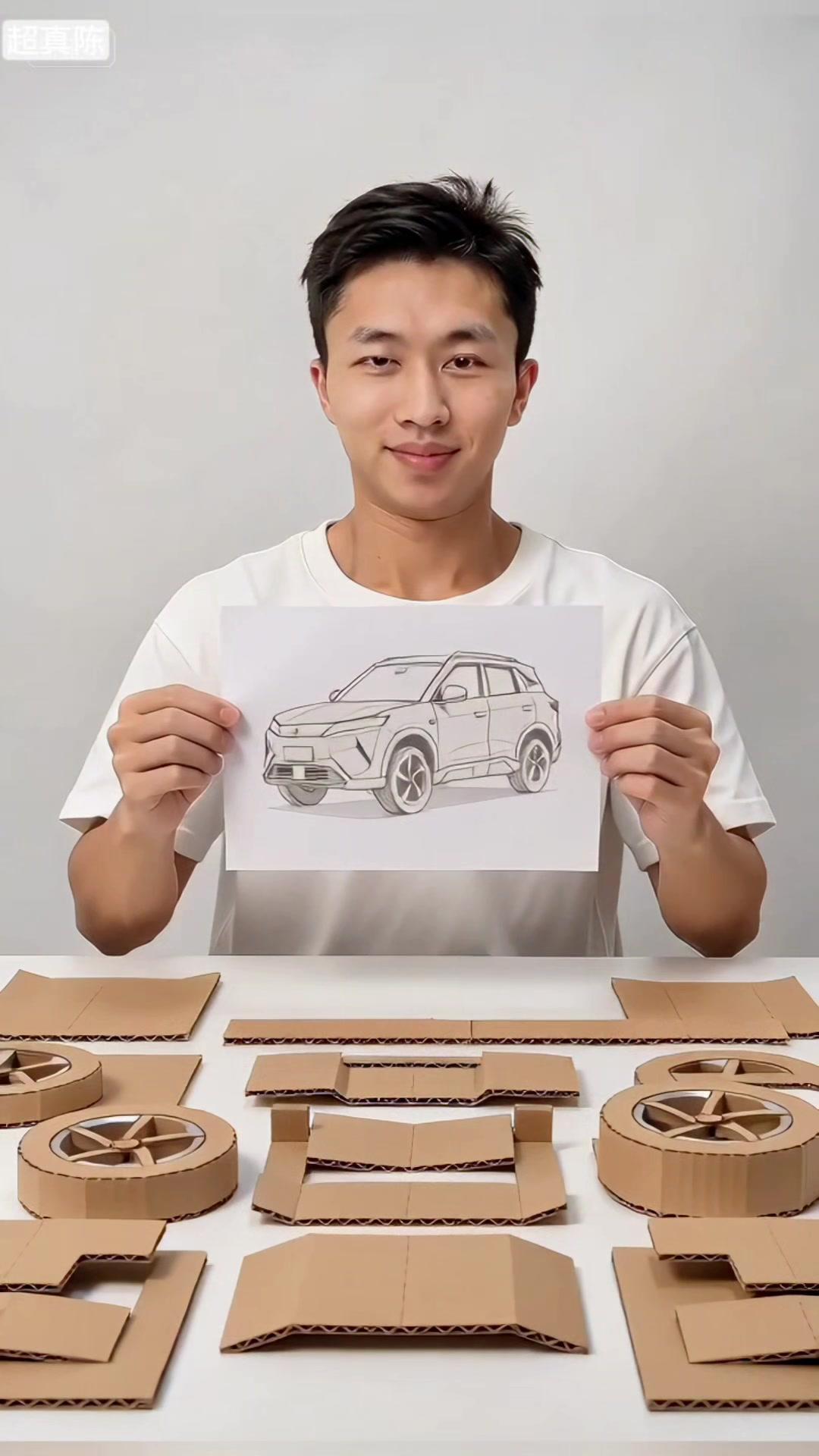🗒️用普通硬纸板复刻比亚迪元UP，本以为做不出精致感，结果成品颠覆认知！

先