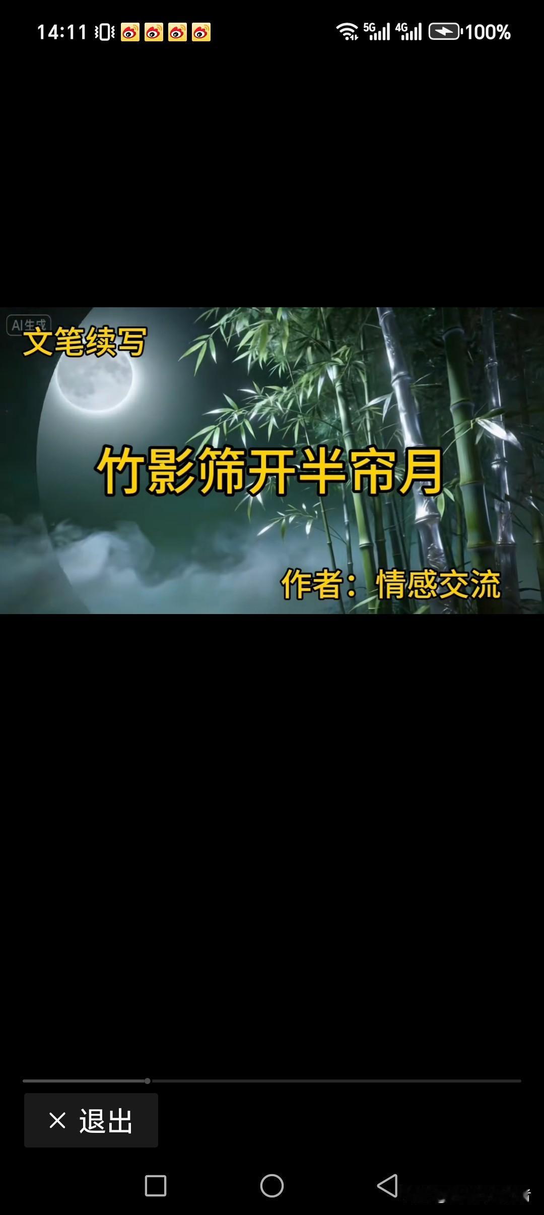 竹影筛开半帘月
叶影抓住一轮星