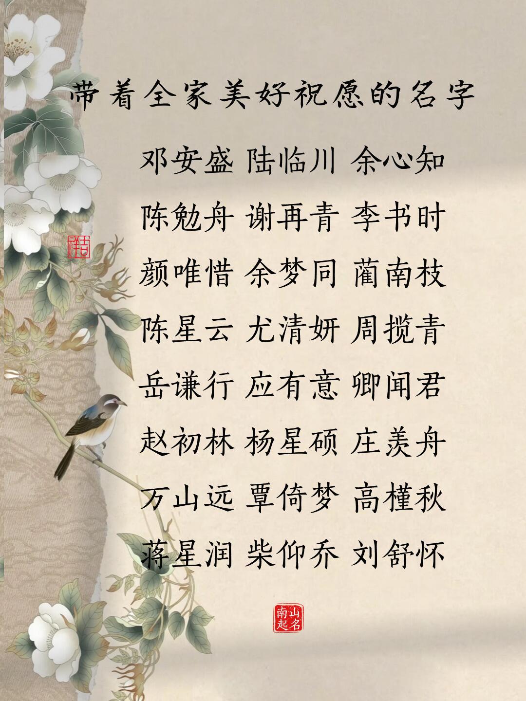 带着全家美好祝愿的名字，响亮利落的男孩名，恬静淡然的女孩名起名字 
男孩名 
云