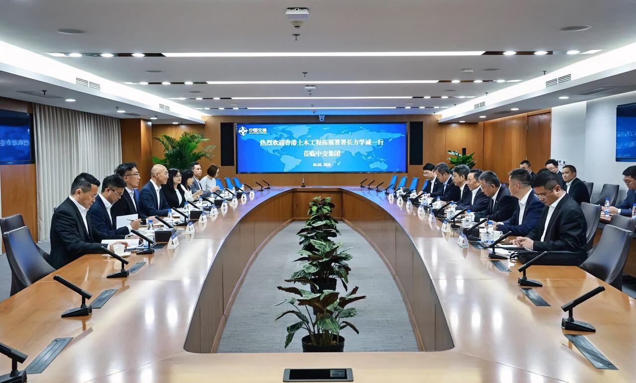 5月6日，中交集团董事长宋海良在中交大厦与来访的香港土木工程拓展署署长方学诚举行