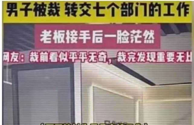 裁员裁到大动脉：杭州一男子被裁，结果交接时，转交了七个部门的工作。老板接手后一脸