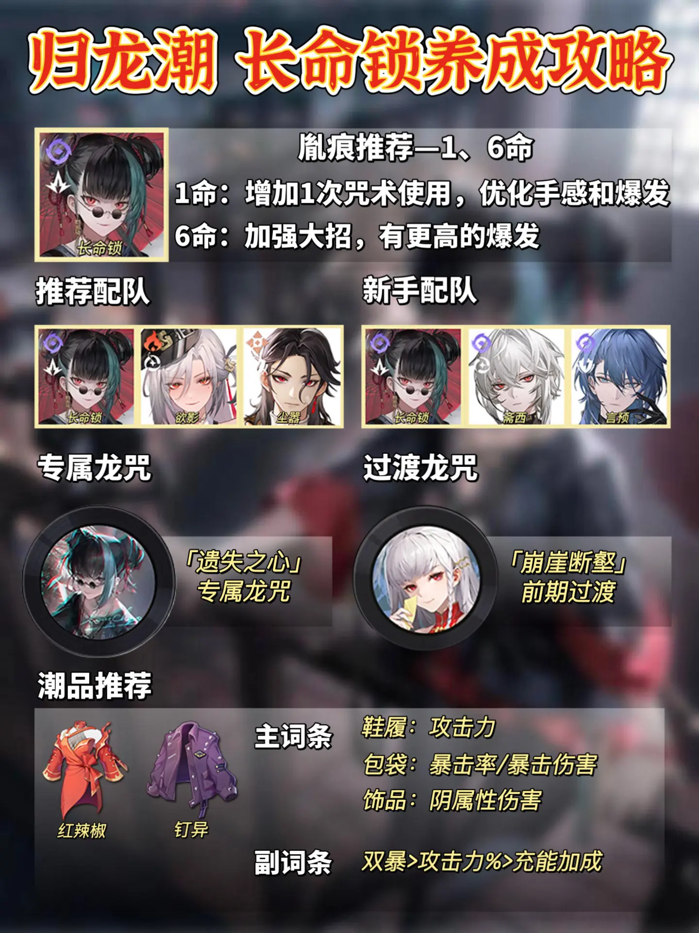长命锁阵容攻略。