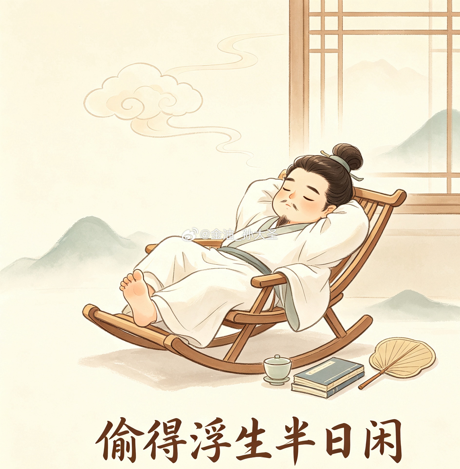 偷得浮生半日闲，酣眠一觉享清欢。一觉自然醒，再伸个懒腰，卸下一周疲惫，大家周末愉