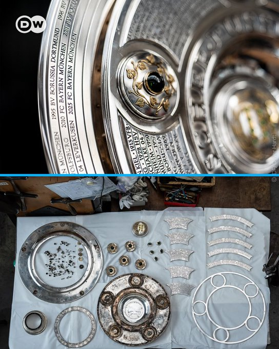 德甲冠军奖杯变大了！⚪️为了给未来30年的历届德国冠军腾出空间，奖杯进行了改款。