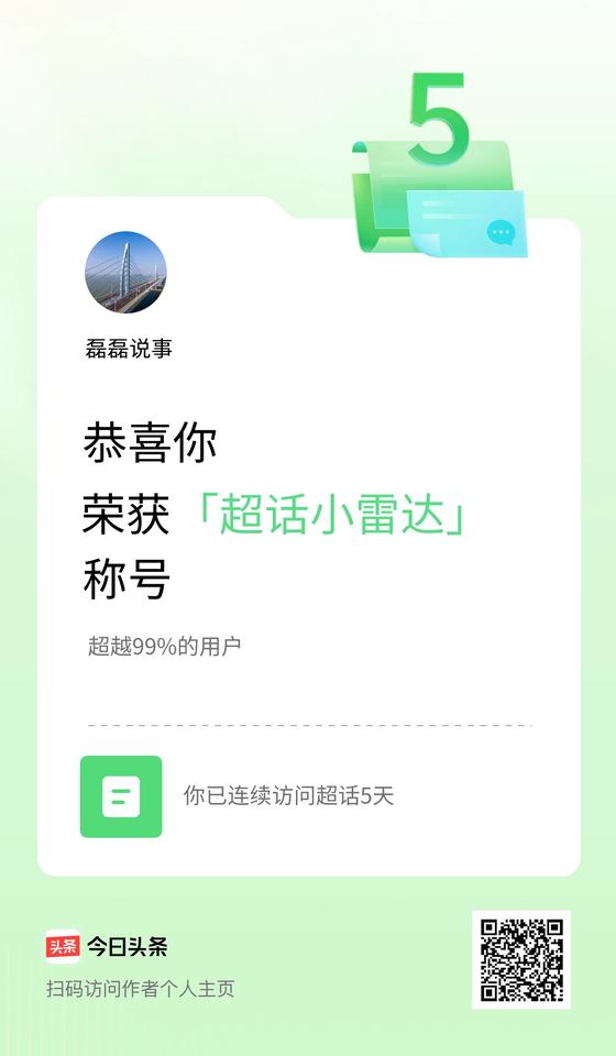 我在头条连续访问超话5天，获得“超话小雷达“称号，你也快来超话看看吧～