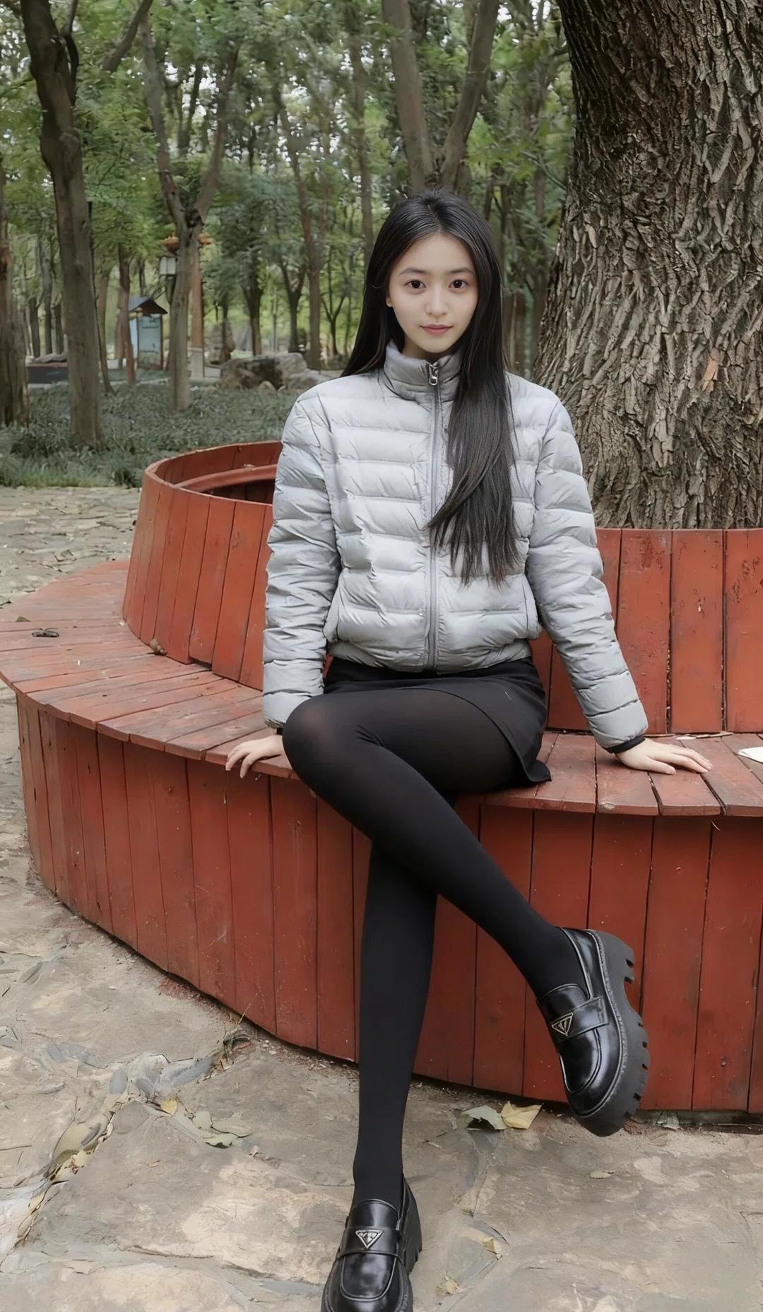 秋日穿搭指南：灰色羽绒服+黑色短裙，温暖又时尚！🍂👗👢