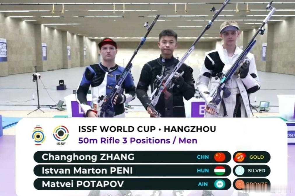 张常鸿射击男子50米步枪三姿金牌 破世界纪录夺冠！射击世界杯杭州站：张常鸿拿下男