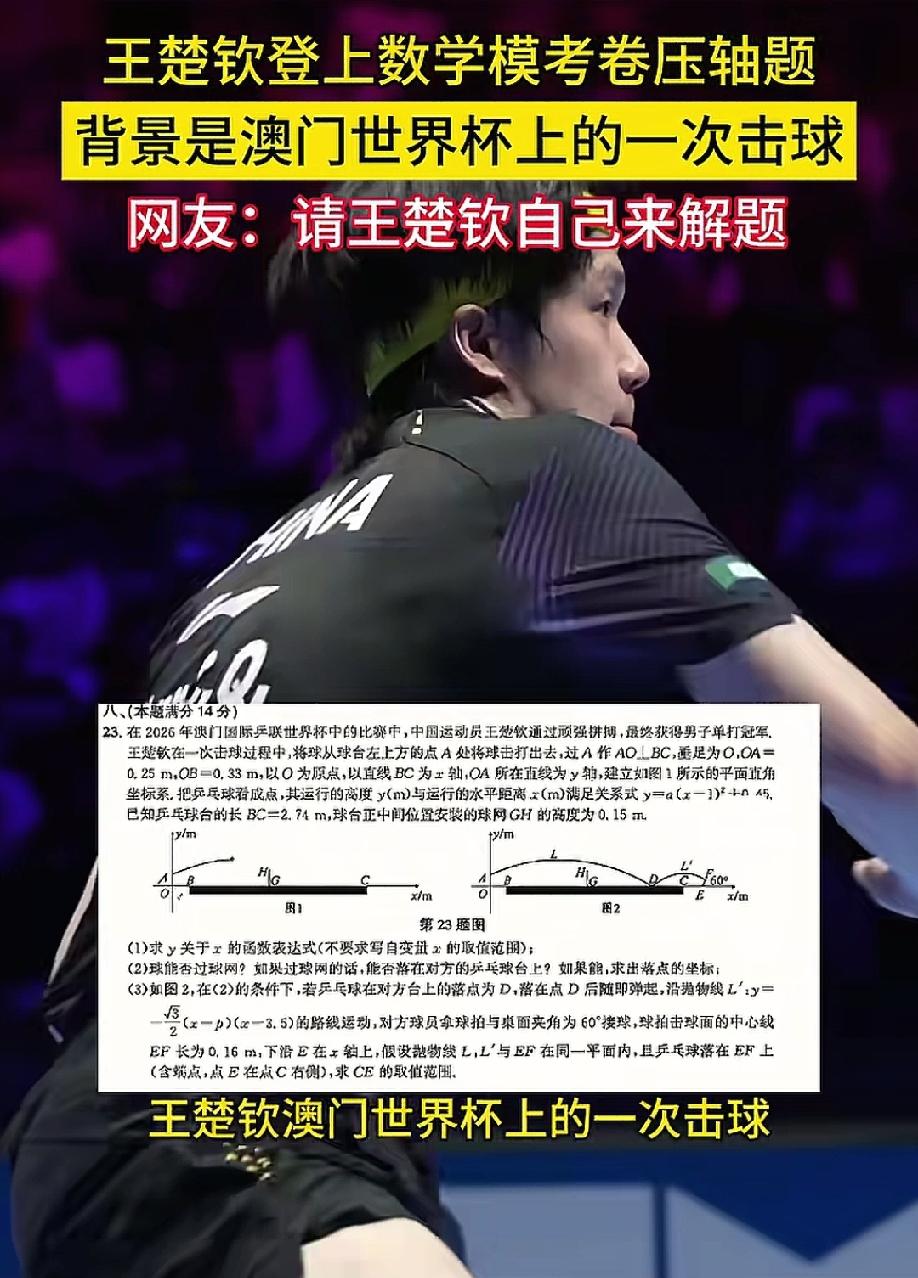 一觉醒来，王楚钦的天塌了，全网都在呼唤着他来做题了。

王楚钦看到这一幕，估计都