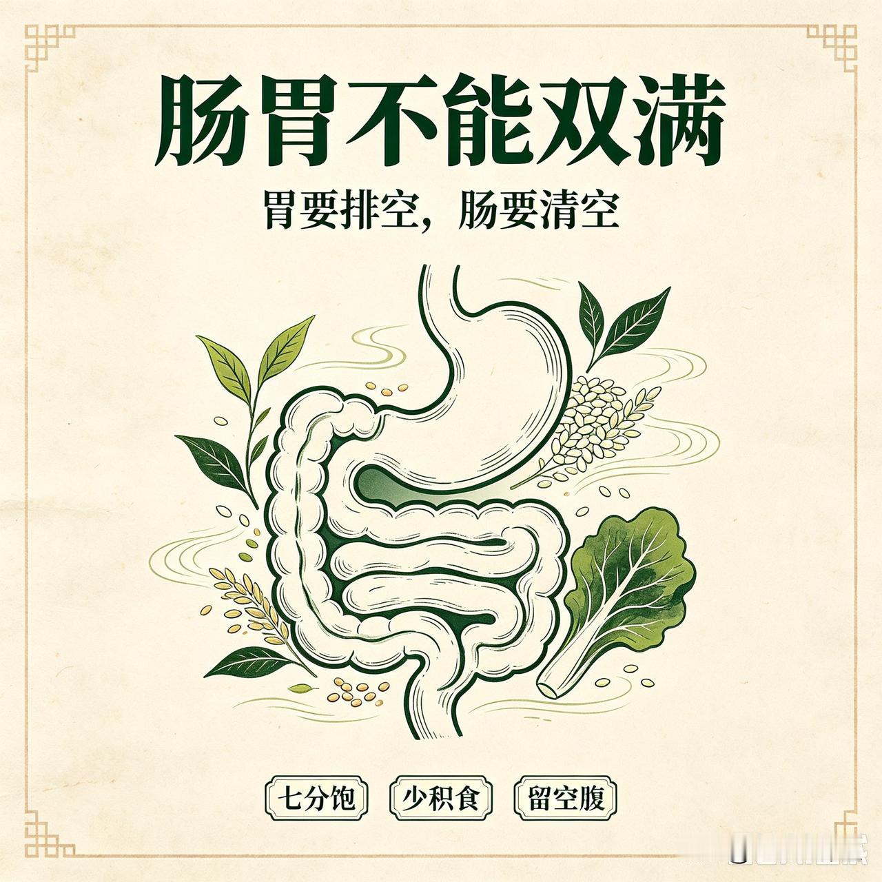 肠胃不能双满｜吃透消化系统的底层养生逻辑🍃
 
养生最重要的一条铁律：肠胃绝对