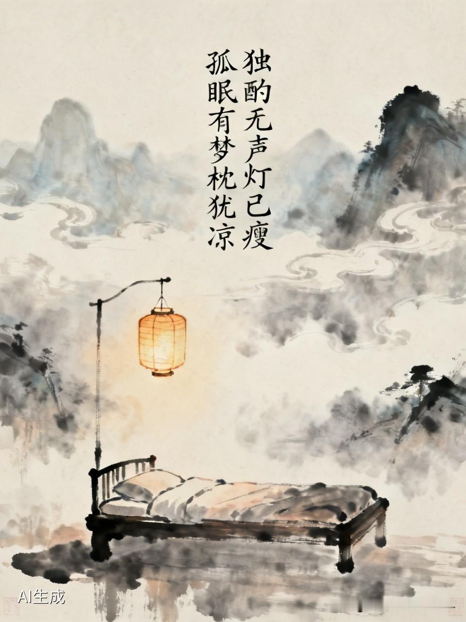 上联：独酌无声灯已瘦，安子邀对，孤眠有梦枕犹凉。