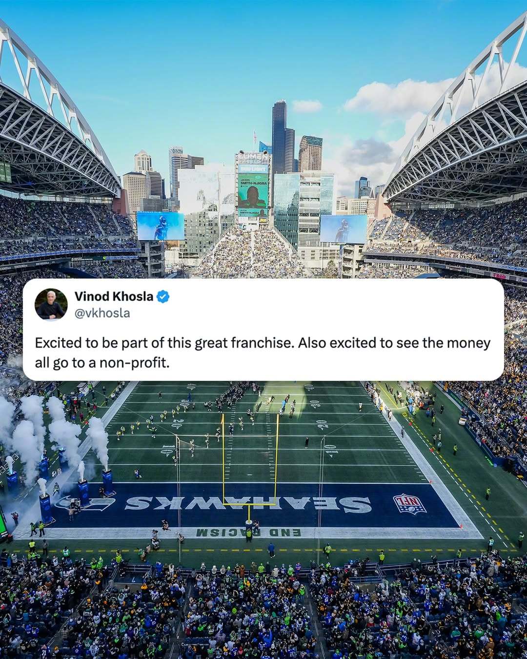 前开拓者老板保罗·艾伦名下NFL球队西雅图海鹰以96亿美元高价出售，创造了NFL