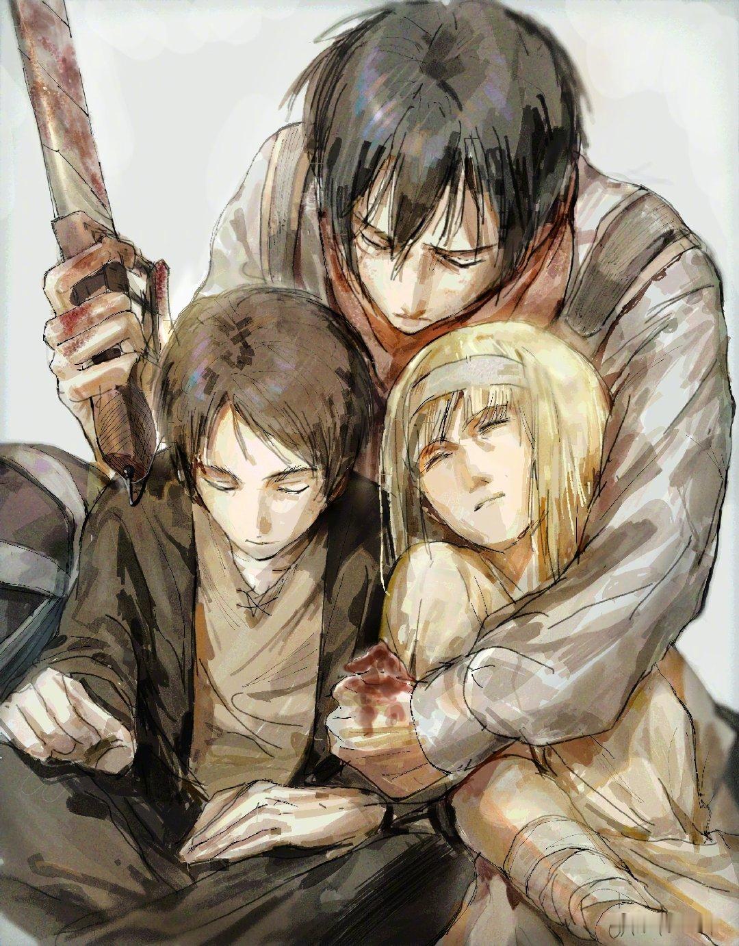 《进击的巨人》很有故事感的同人插画伤口又在隐隐作痛了