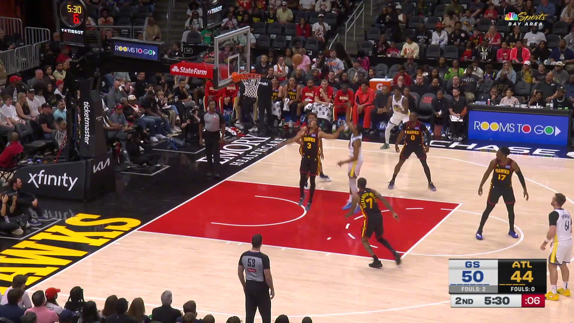 梅尔顿中投得分✌️勇士52:47老鹰。勇士vs老鹰