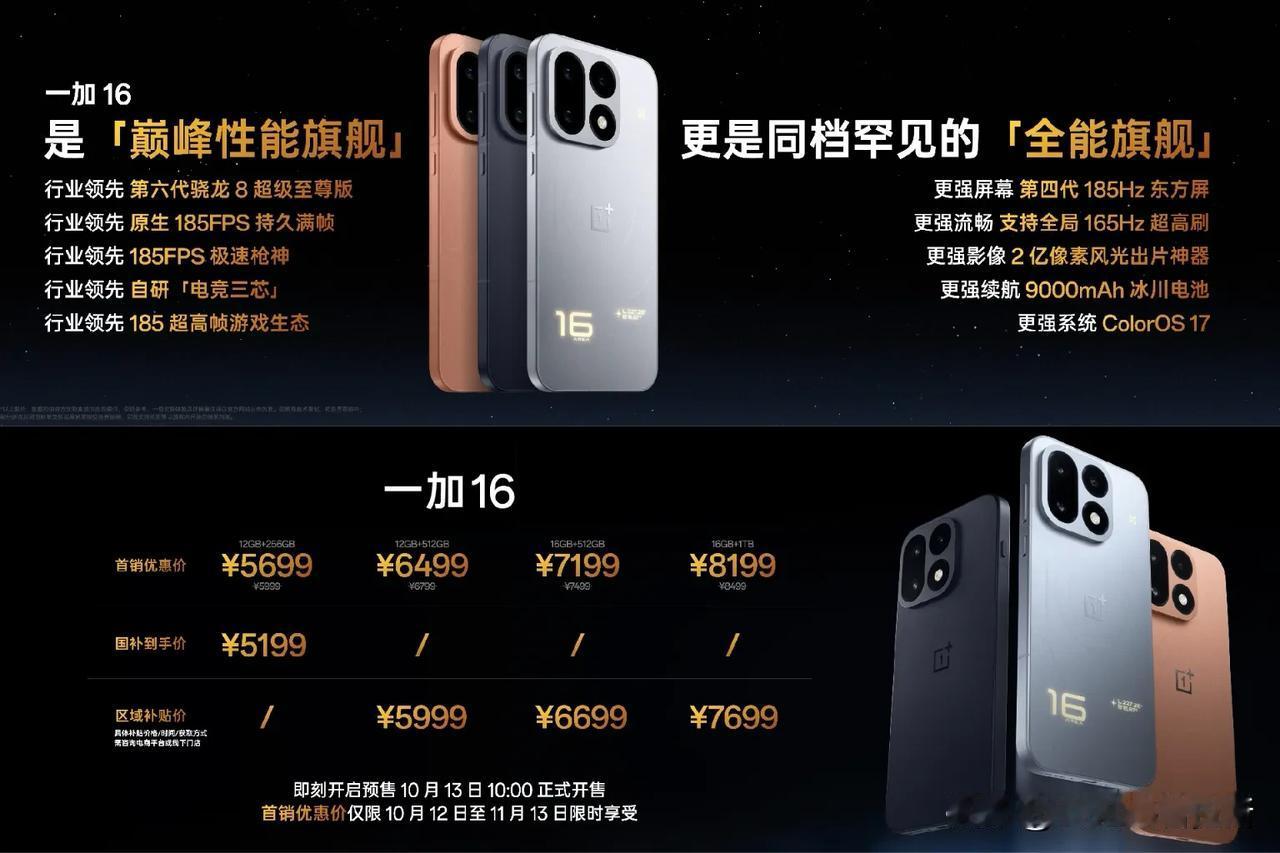 目前价格最有竞争力的第六代骁龙8超级至尊版新机，一加16首销价格5699元起，国