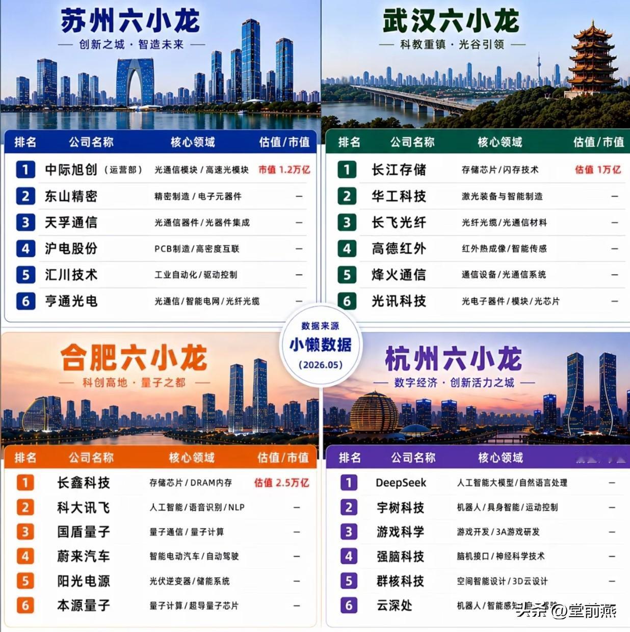 不光是杭州有，苏州、合肥、武汉的六小龙都不差。

既然大家都明牌了，小编再补充一