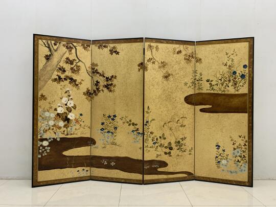 碎金花卉屏风