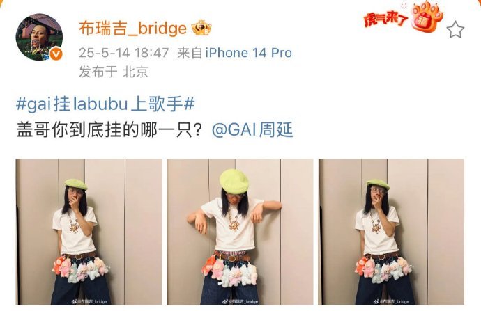 GAI的拉布布是布瑞吉给的GAI和布瑞吉的关系真的是非常的好～感觉他的拉布布就是