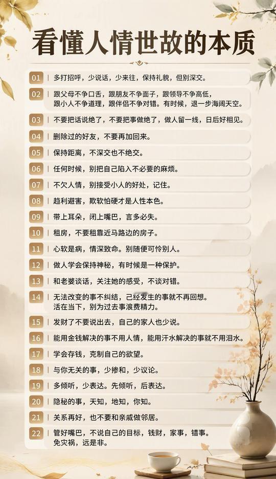 什么是人情世故：

1.领导的电话，不秒接。

2.最好的关系，不是送礼、请客，