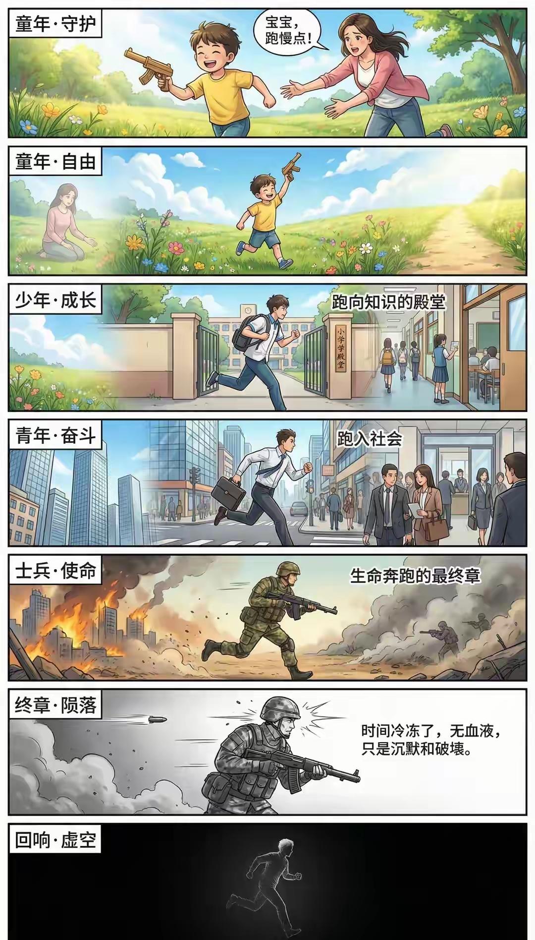 这图给我巨大共鸣！
小时候，老师和父母对我说你一定要跑起来，要不别人就会超过你！