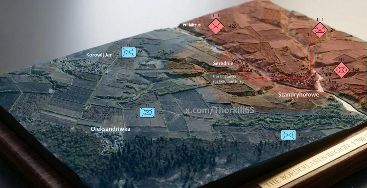 波兰军事博主Thorkill分拆报告：
尚德里霍洛韦（利曼）地区局势。俄军第1坦