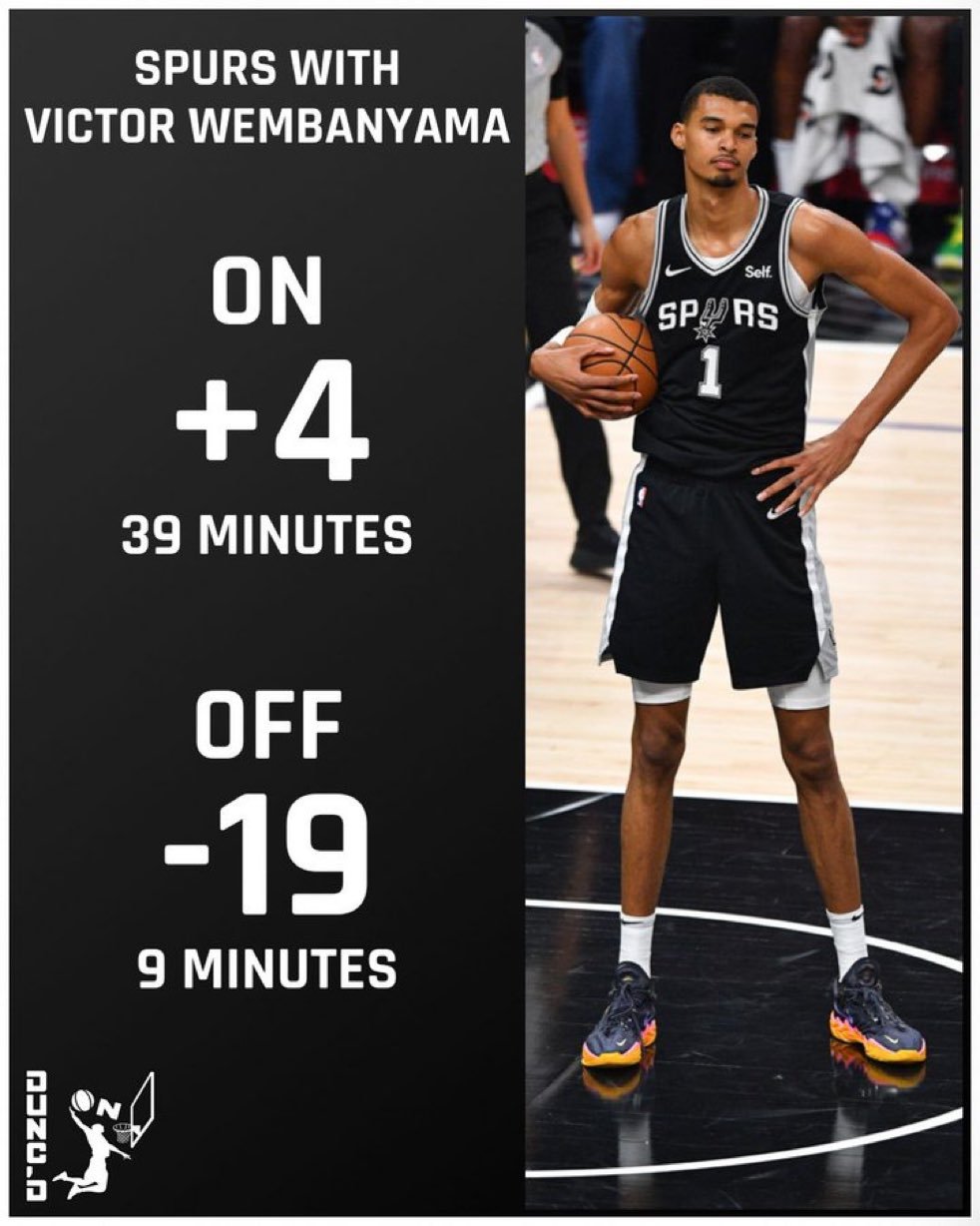今天文班下场的9分钟，马刺输了19分nba