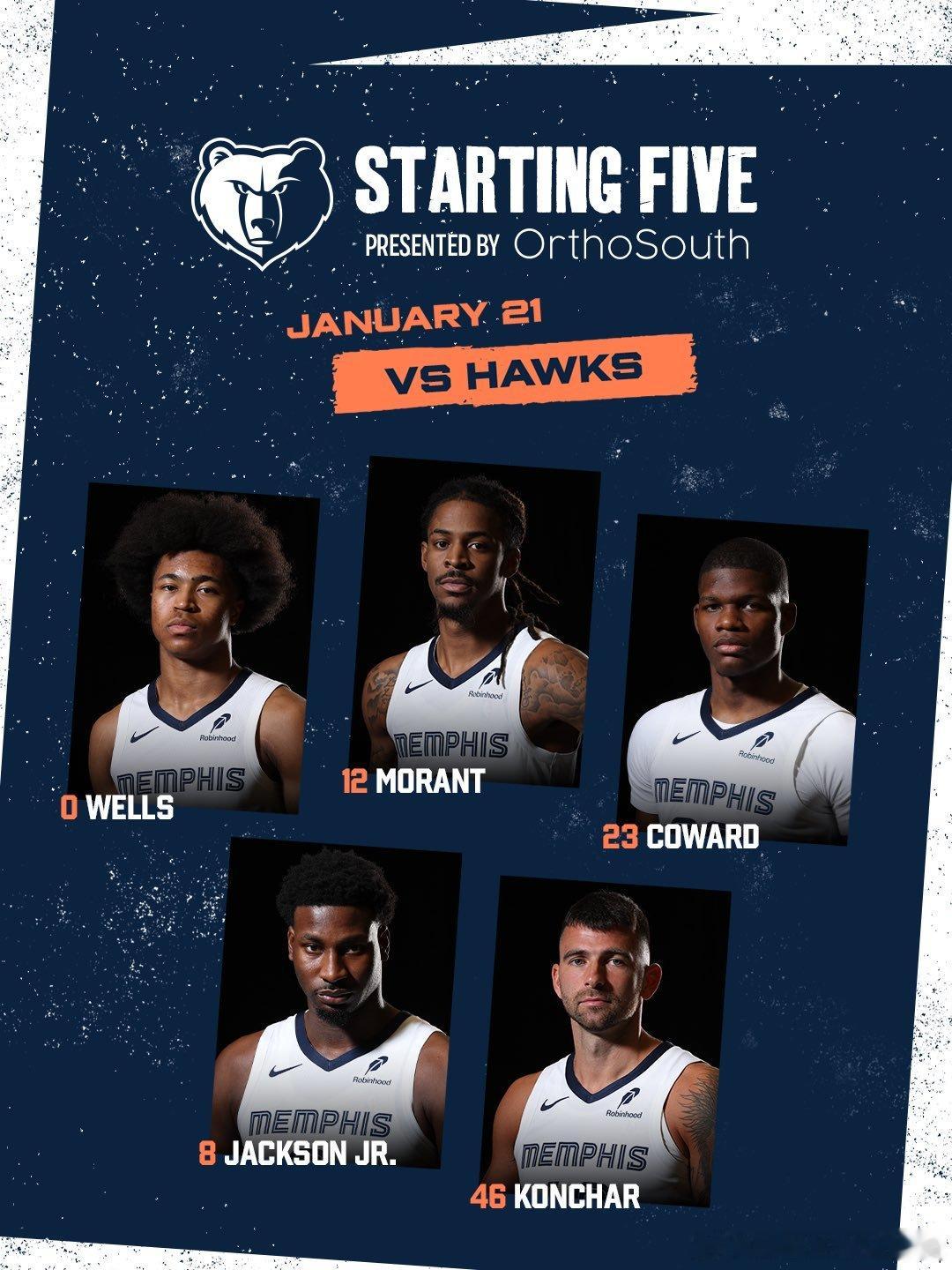 今日首发。莫兰特nba