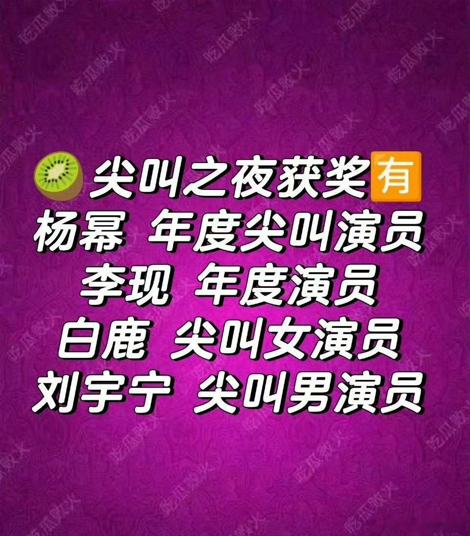 网传爱奇艺尖叫之夜的获奖名单 