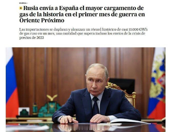 据西班牙《国家报》报道，在中东战争爆发的首月，俄罗斯向西班牙输送了史上最大批量的