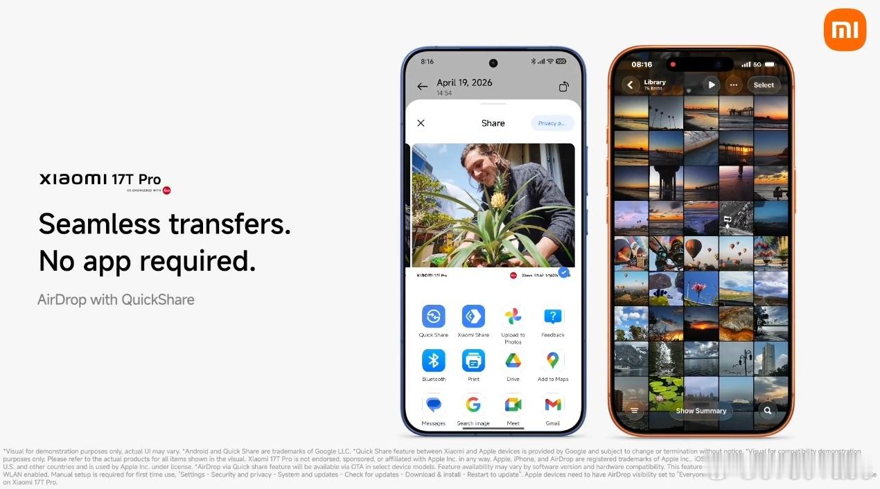 Xiaomi 17T 系列国际版已经可以通过谷歌 QuickShare 实现与 