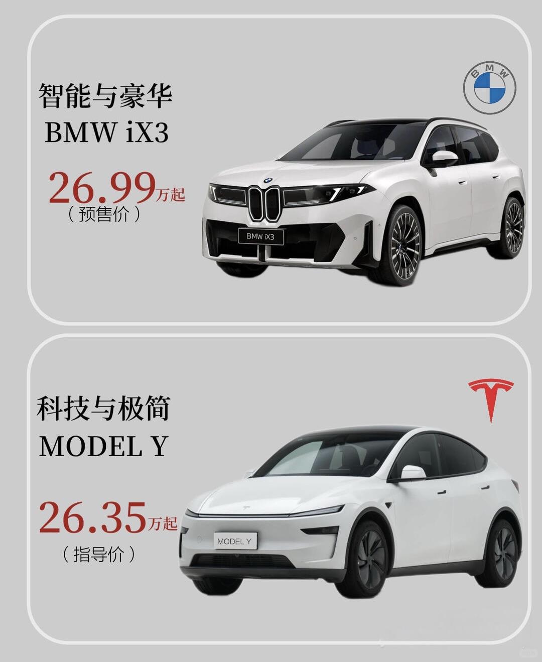 一台是传统豪华品牌推出的纯电中型SUV
一台是新能源时代的纯电中型SUV标杆
宝