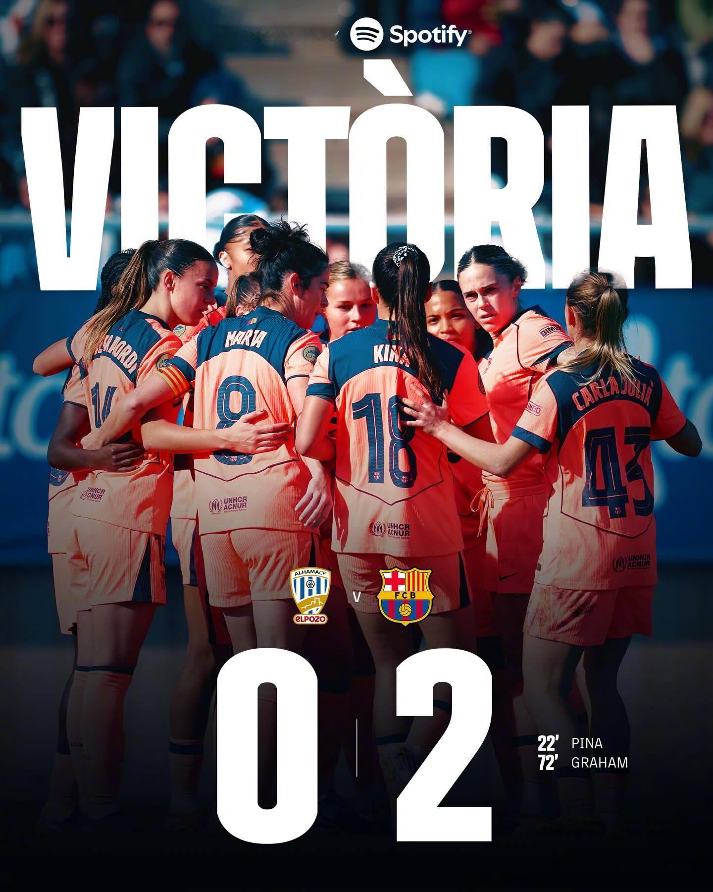 红蓝倩影 继续胜利✌🏻巴萨女足客场挑战阿尔哈马，上半场皮娜首开记录，下半场汉森